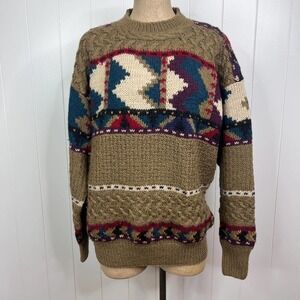 VTG Boston Trader Limited Edition Hand Knit 100% wool Crewneck Sweater SZ L